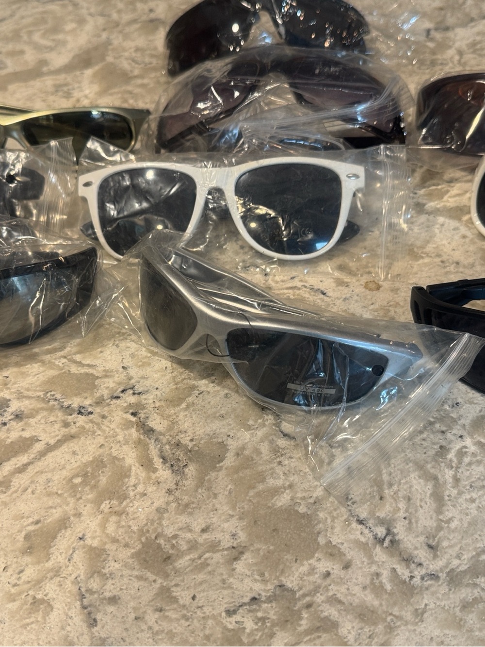 Silver Sport Sunglasses with Black Lenses - Unbranded sunglasses lot